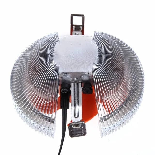 Orange PC CPU cooler fan with square design, 10.3 cm diameter, for Intel and AMD sockets