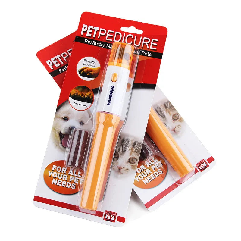 Grey plastic electric nail grinder for cats and dogs with On/Off switch