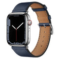 Creative men's leather watch strap for Apple Watch in black colour with black connector