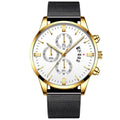 Men's stainless steel quartz watch with mesh band in a two-tone colour option on a wrist.