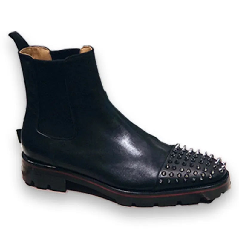 Men's black business casual high-top leather shoes with leather soles in sizes 38-45