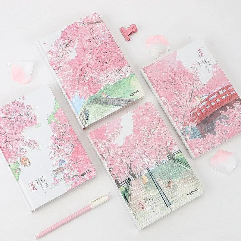 240-page blank student notebook with thread binding, 14cm x 21cm, pink cover