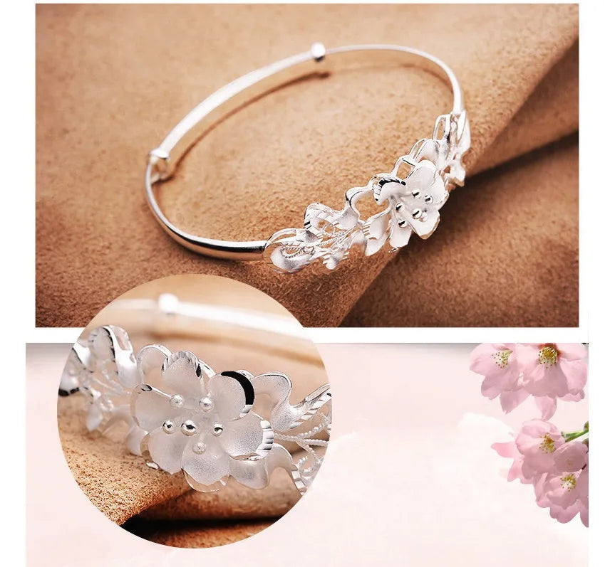 Sweet Bauhinia adjustable copper bracelet with floral bauhinia flower design for women