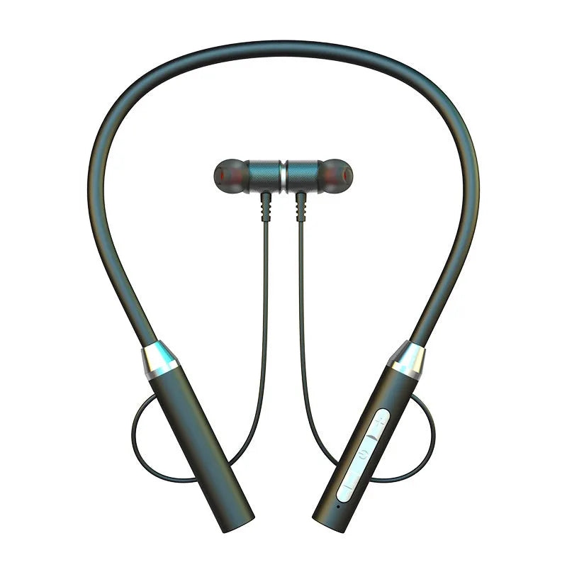 Neck-mounted wireless Bluetooth 5.0 stereo headset in black, pink, blue or red with 10 metre range