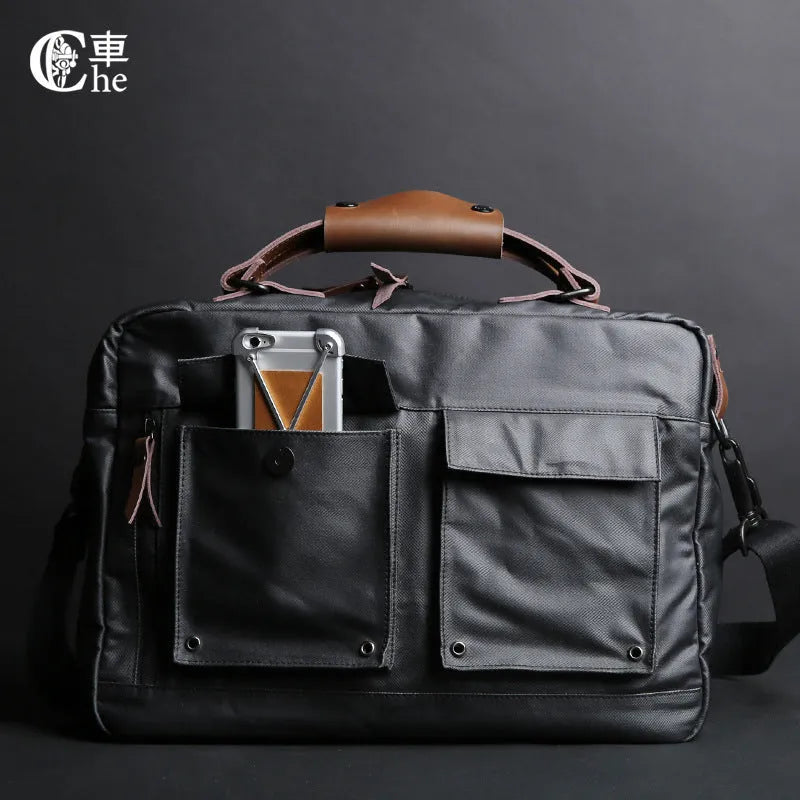 Dpark black single shoulder sling laptop bag for 14 or 15 inch devices on a table
