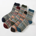 Retro large square cotton socks for men, mid-tube height, anti-friction, pack of 5 in various colours