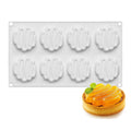 Round silicone cake mould with 8 bubble pattern design for baking and dessert preparation