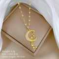 Geometric moon tassel necklace in stainless steel and copper, colour A218.