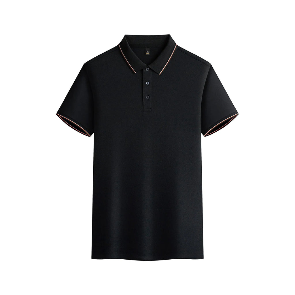 Solid colour short-sleeved polo shirt on a hanger, showing regular fit and available in multiple colours.