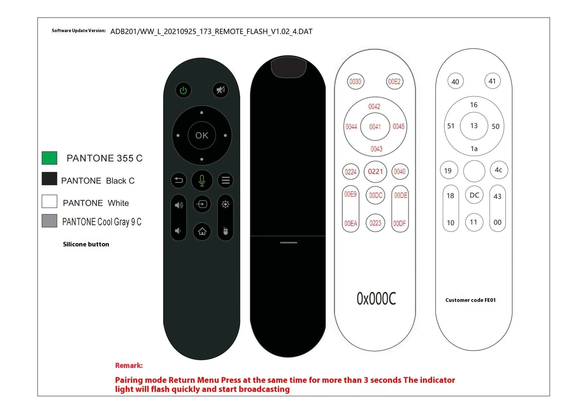 016 Bluetooth voice remote control in plastic, compact 145x35mm size