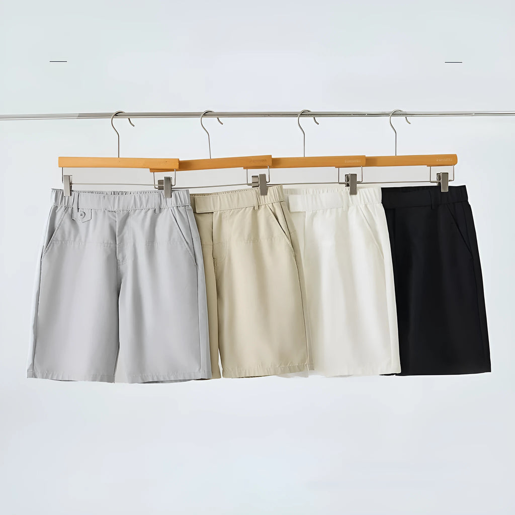 Men's cotton blend casual shorts in khaki colour with loose summer fit
