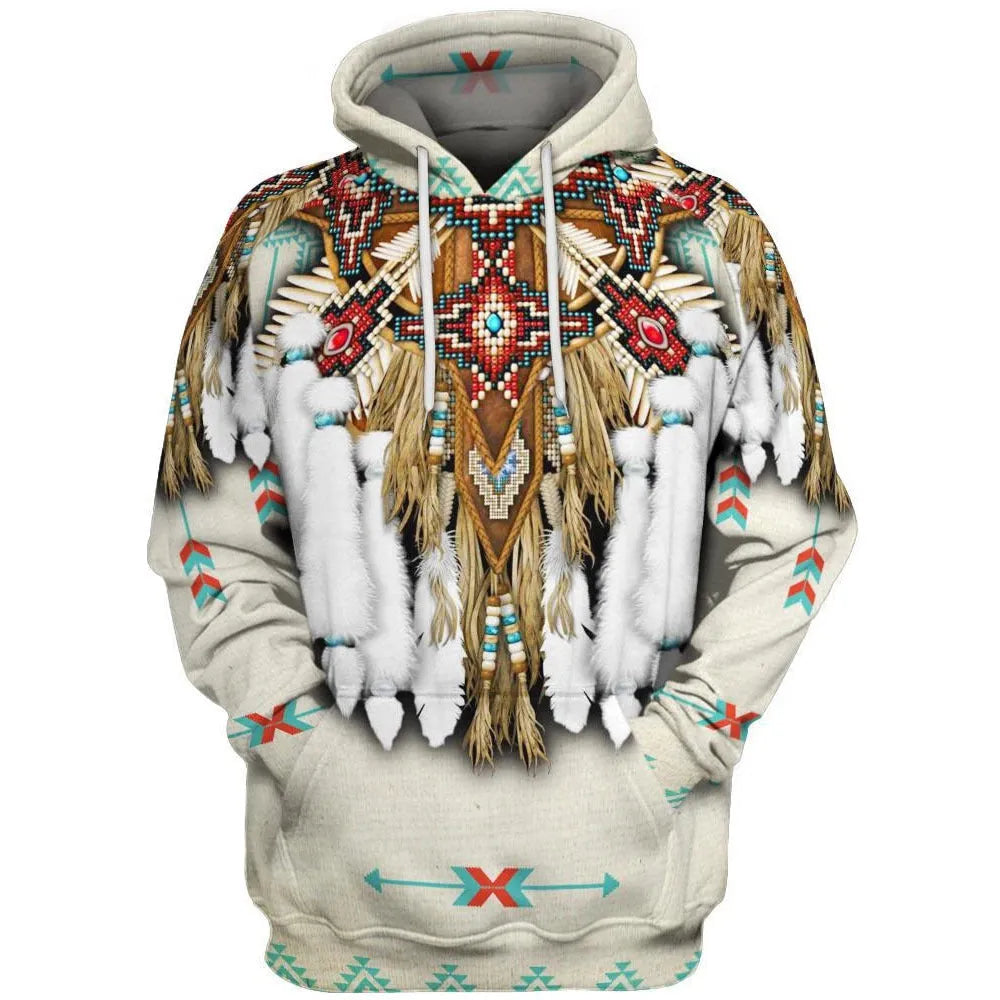 Men's hooded sweatshirt with digital 3D print in polyester fibre, loose fit, available in multiple colours and sizes