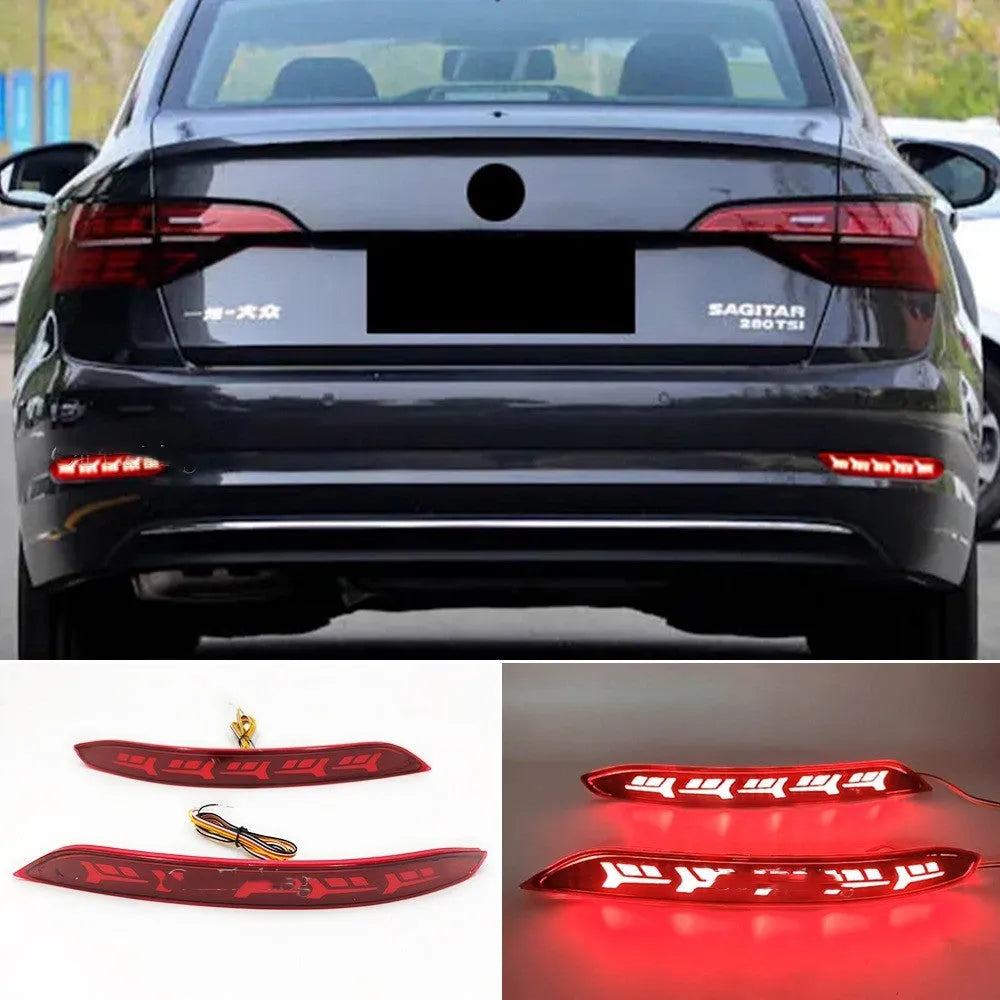 Volkswagen Sagitar rear bumper LED light with animated water flow brake light pattern.