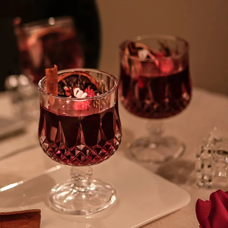 Glass wine goblet scented candle with crystal jelly wax and French mulled wine fragrance