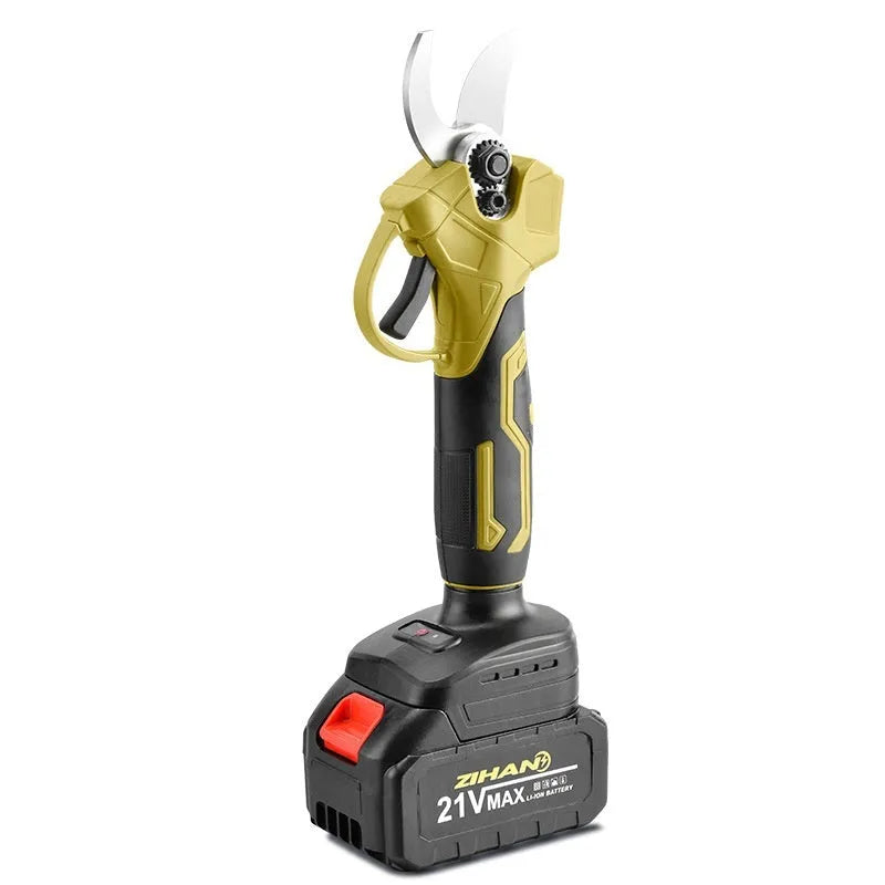 Wireless electric pruning knife with brushless motor, two lithium batteries, and storage box