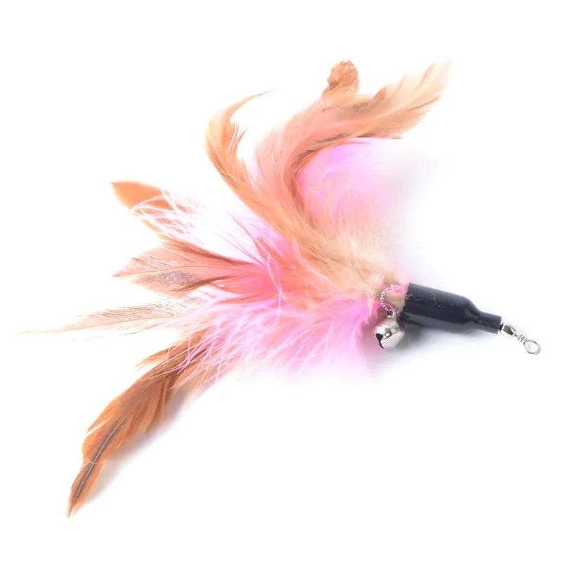 Cat pole toy with five feather replacement heads and 85cm combined length for interactive play