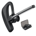 Black wireless Bluetooth headset with charging compartment showing independent ear pieces