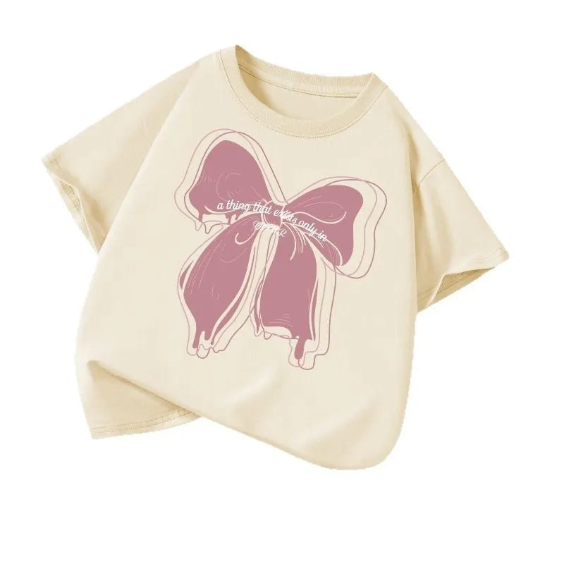 Girls' cotton round neck short sleeve t-shirt with cartoon print available in multiple colours for height 100-160cm