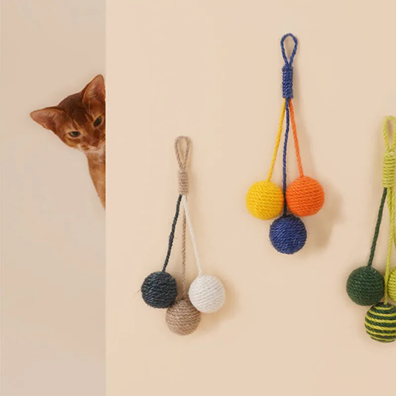 Cat toy set with blue teaser wand featuring a catnip ball and a separate self-play toy on a white background.