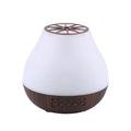 USB essential oil aroma diffuser with colourful LED lights in wood grain finish