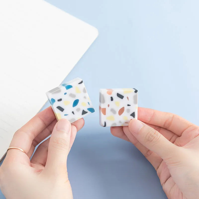 Small square PVC eraser measuring 36mm for student drawing and office stationery use