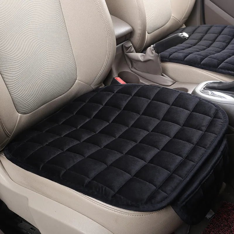 Winter car cushion without backrest in plush material, two-seat style, beige colour