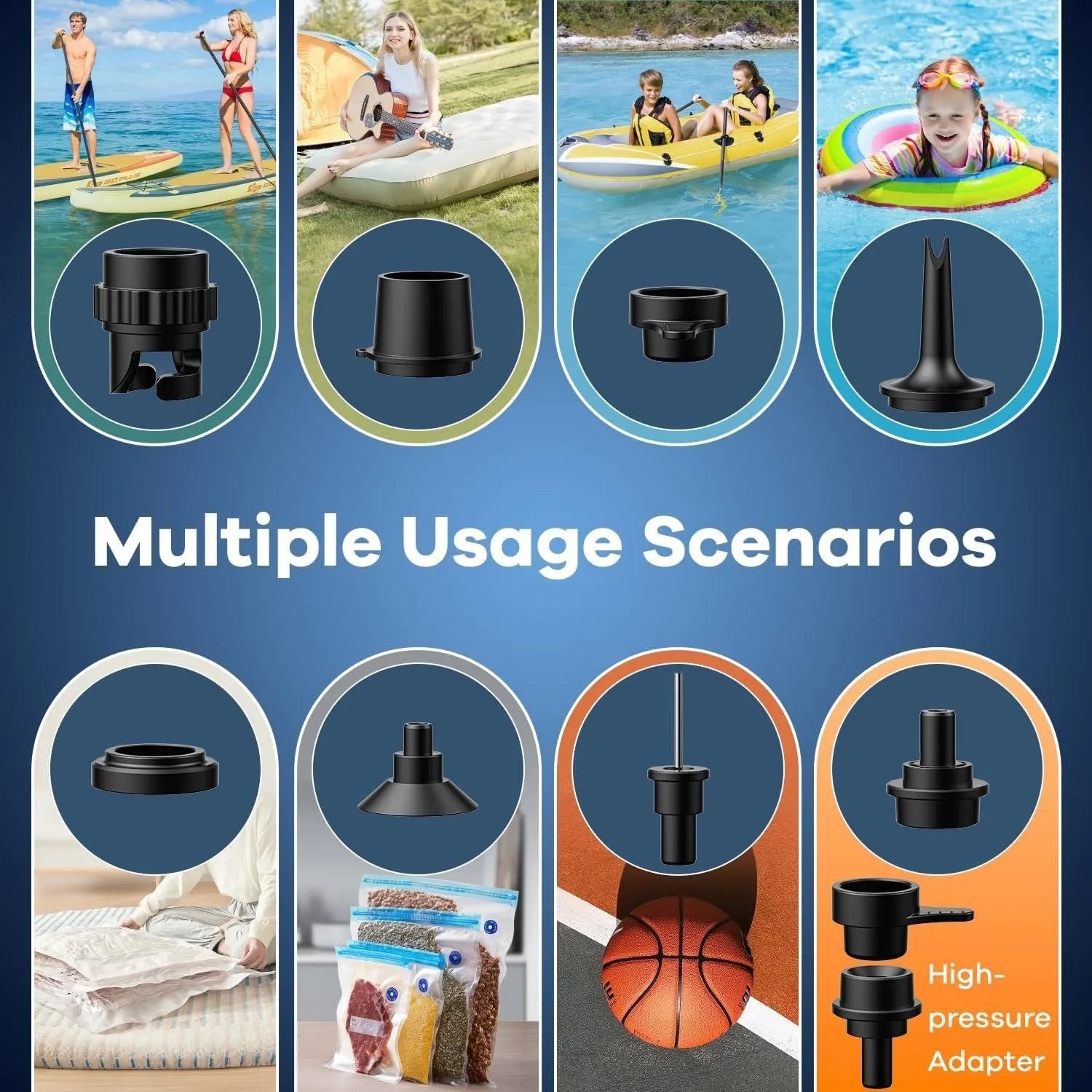 Black portable wireless air pump with LED light display and dust collection feature