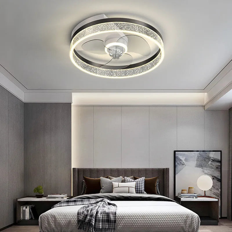 Nordic style children's room ceiling lamp with fan and LED light in iron construction