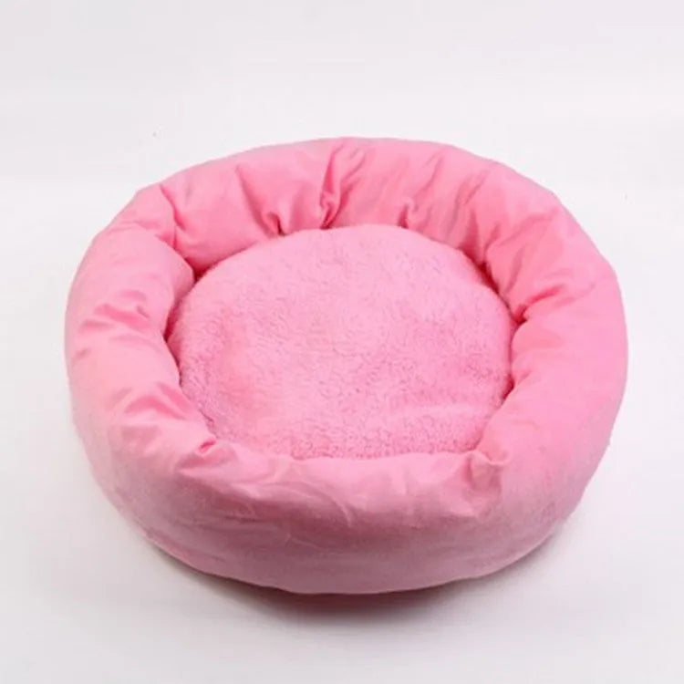 PP cotton filled dog bed in light grey or pink colours with five size options for dogs