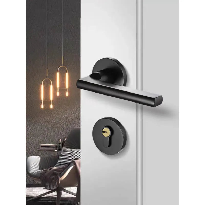 Aluminium split magnetic door lock handle for timber doors in black silver gold finishes