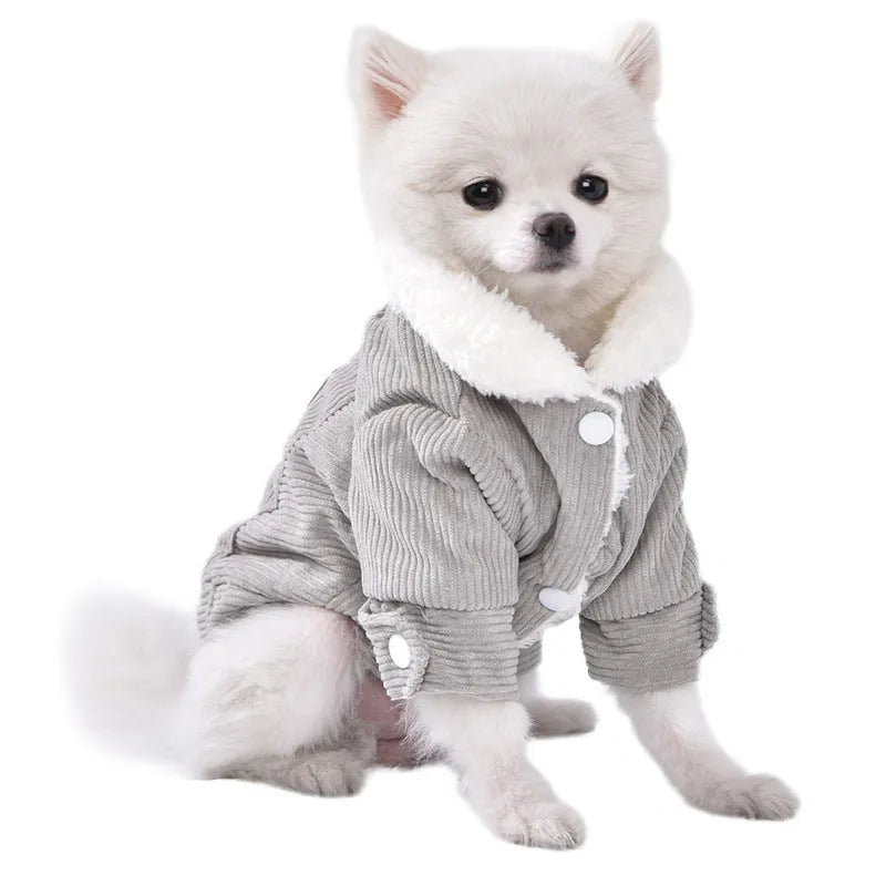Grey lambswool dog vest with fleece lining for autumn winter warmth