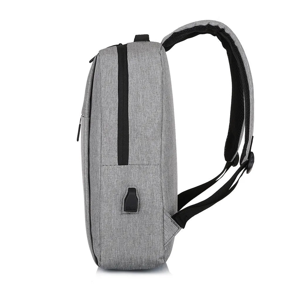 Large black sports backpack with multiple compartments, curved shoulder straps and USB charging port on side