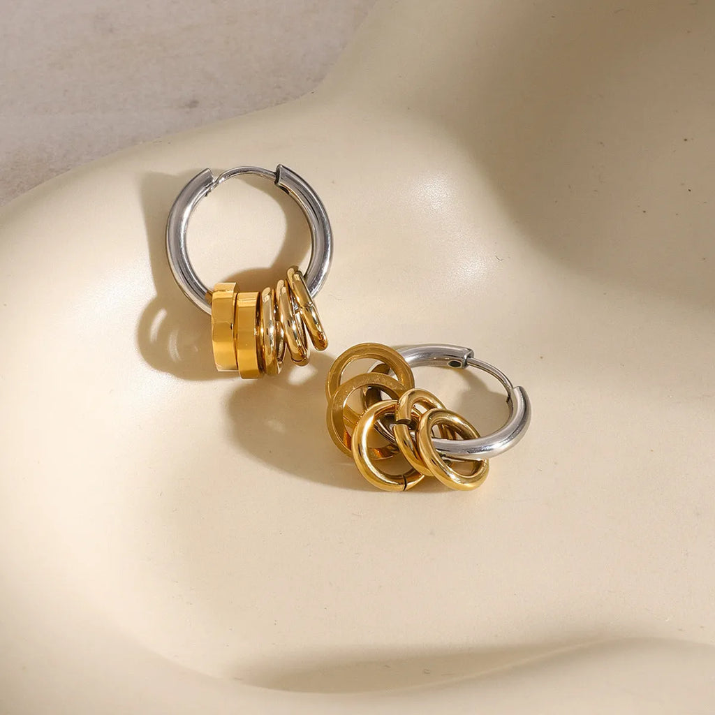 Stainless steel colour matching earrings with electroplated finish in modern ins style