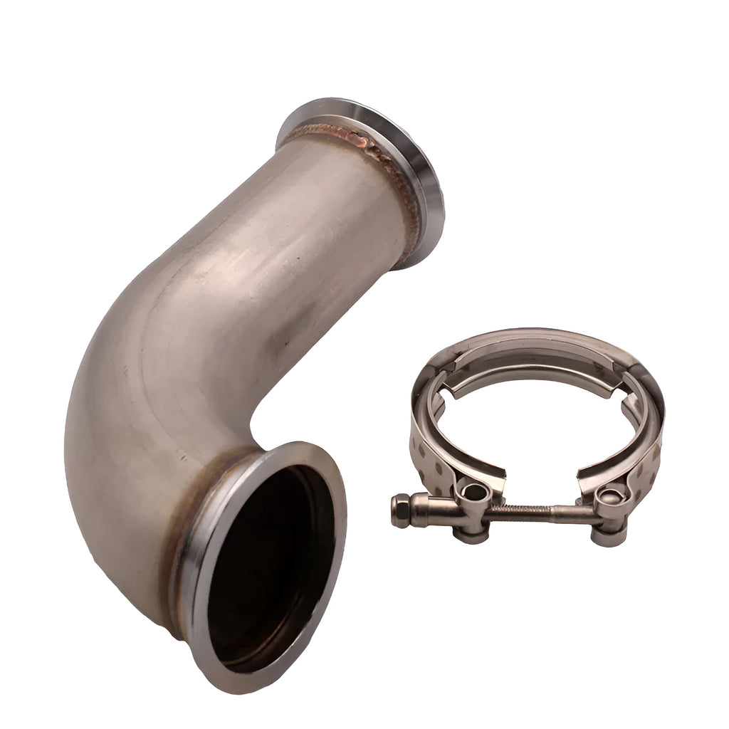 Stainless steel V-clamp downpipe for automotive industrial fluid systems
