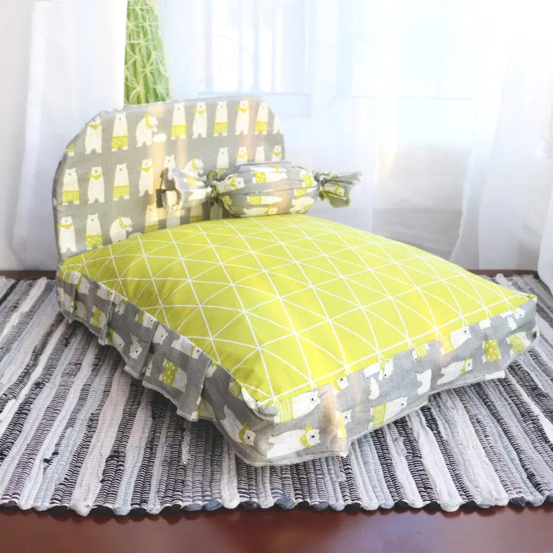 Teddy small dog pet bed in green with PP cotton fill, 40x50cm size