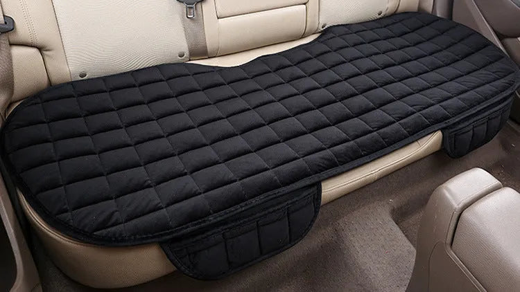 Winter car cushion without backrest in plush material, two-seat style, beige colour