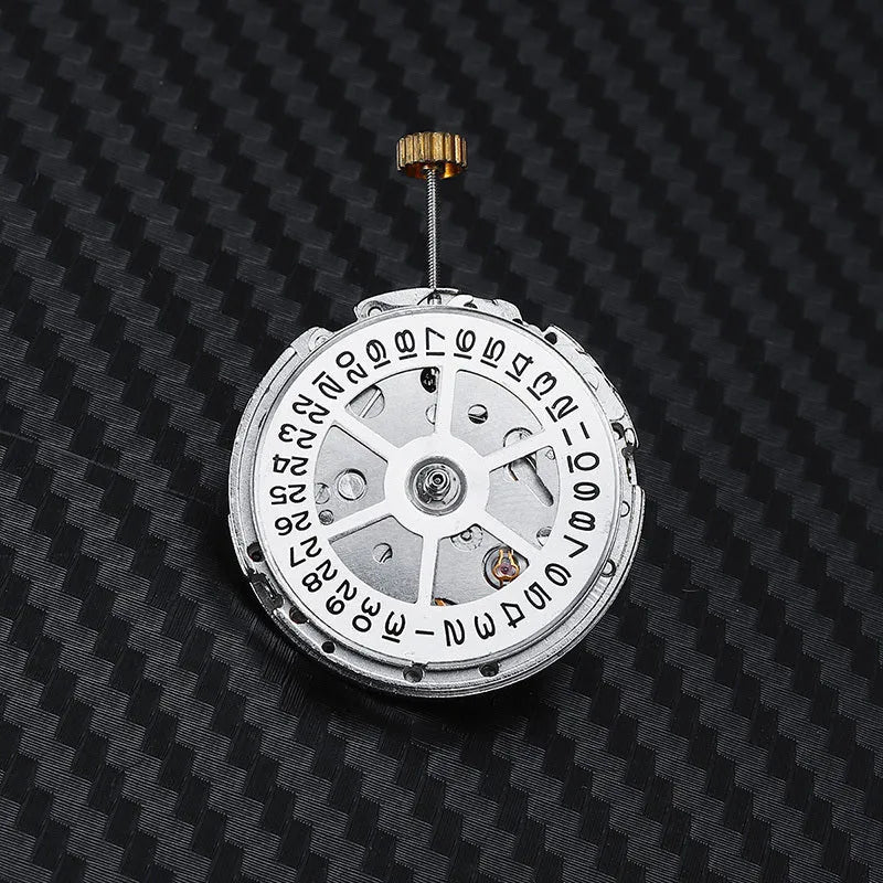 8215 automatic watch movement replacement with silver stainless steel mechanism measuring 25mm diameter
