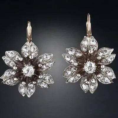Silver electroplated alloy earrings with retro fashion creative design for female wearers