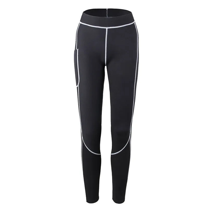 Black SCR nylon neoprene shaping fitness pants, high-waist compression leggings for running and cycling, Asian sizes S-3XL