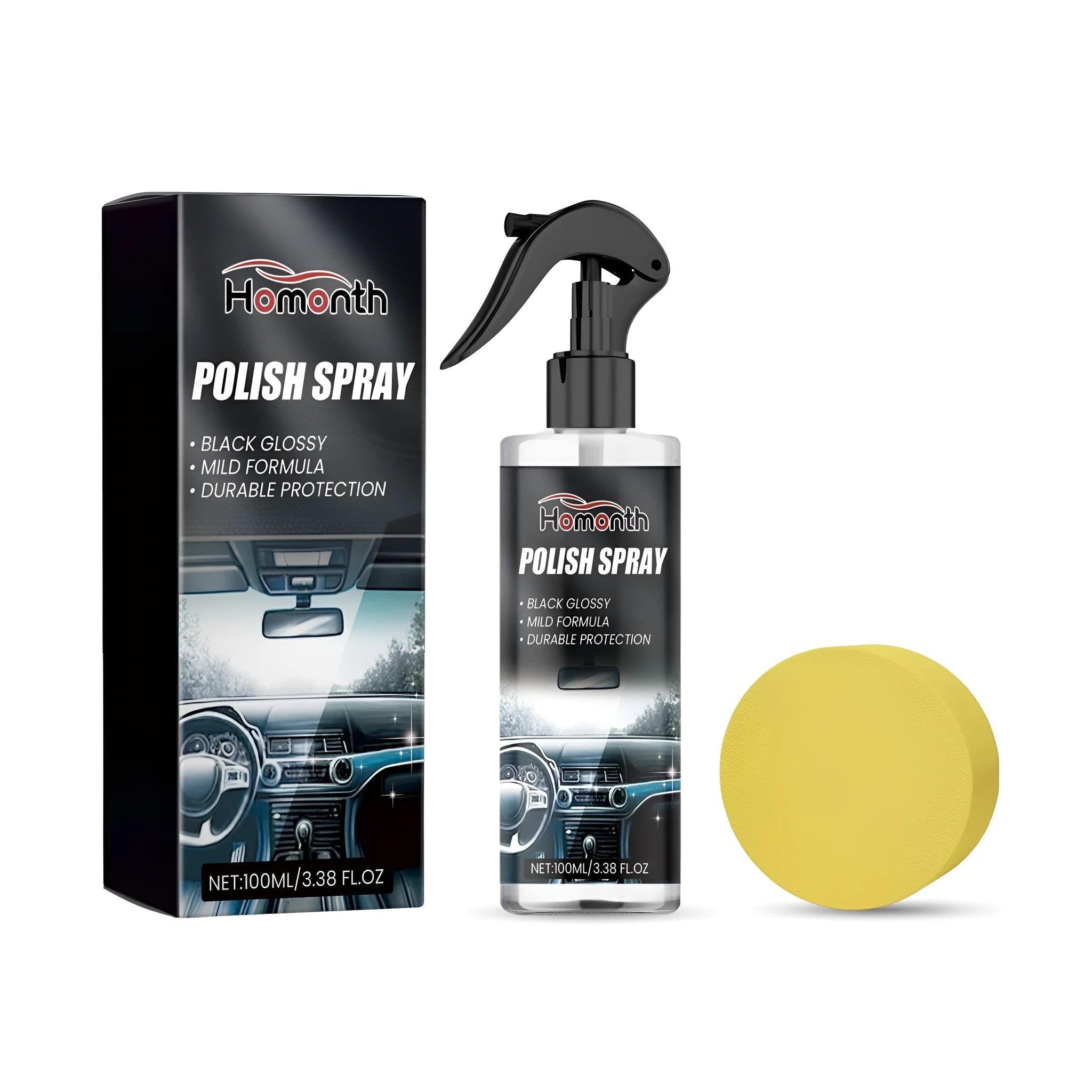 Car interior refurbishment cleaner kit with 100ml bottle and application sponge