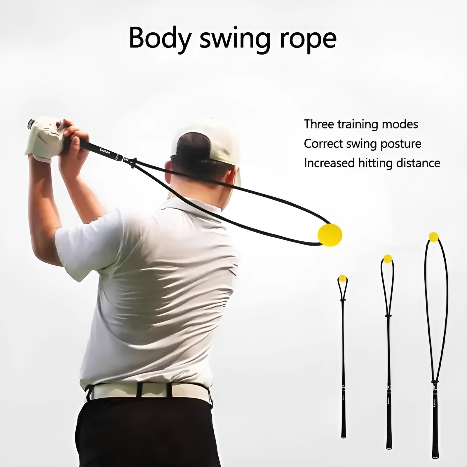 Black silicone elastic golf swing correction training rope for physical practice