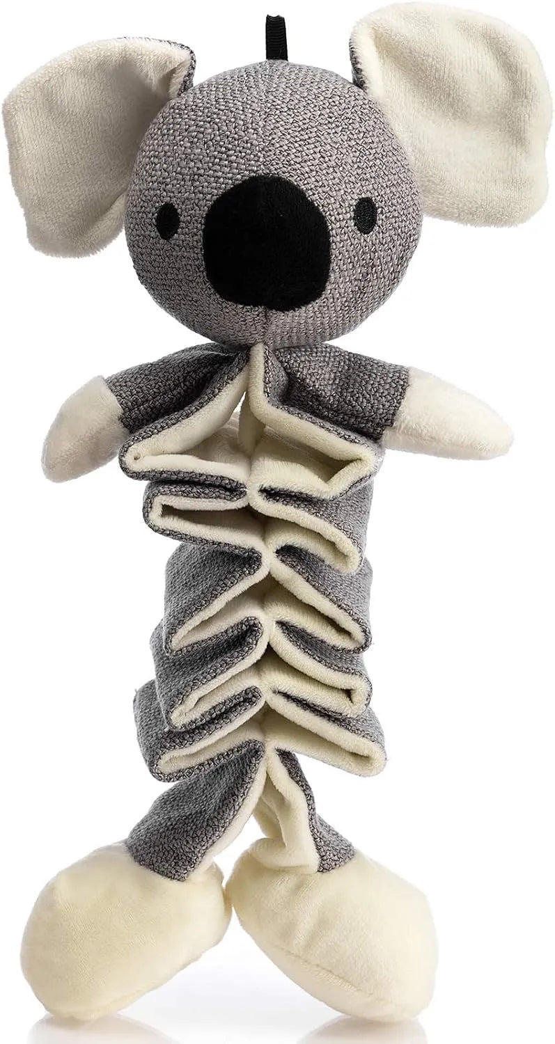 Hollypet grey koala squeaky dog toy with crinkle paper, measuring 30cm, for small medium and large dogs