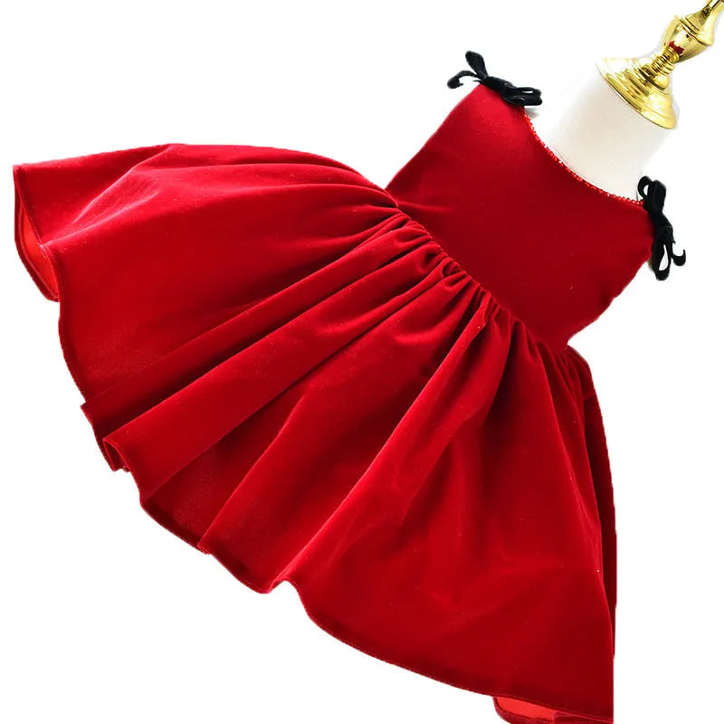 Wine red girls tulle tutu dress princess style linen blend with layered skirt