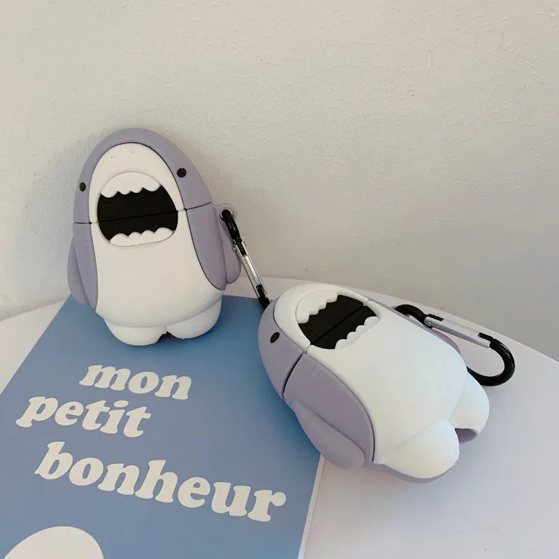 Silicone shark fin covers for AirPods 1 and 2 with personalised female accessory patterns