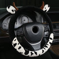 Short plush car steering wheel cover in black or coffee colour, 38cm diameter
