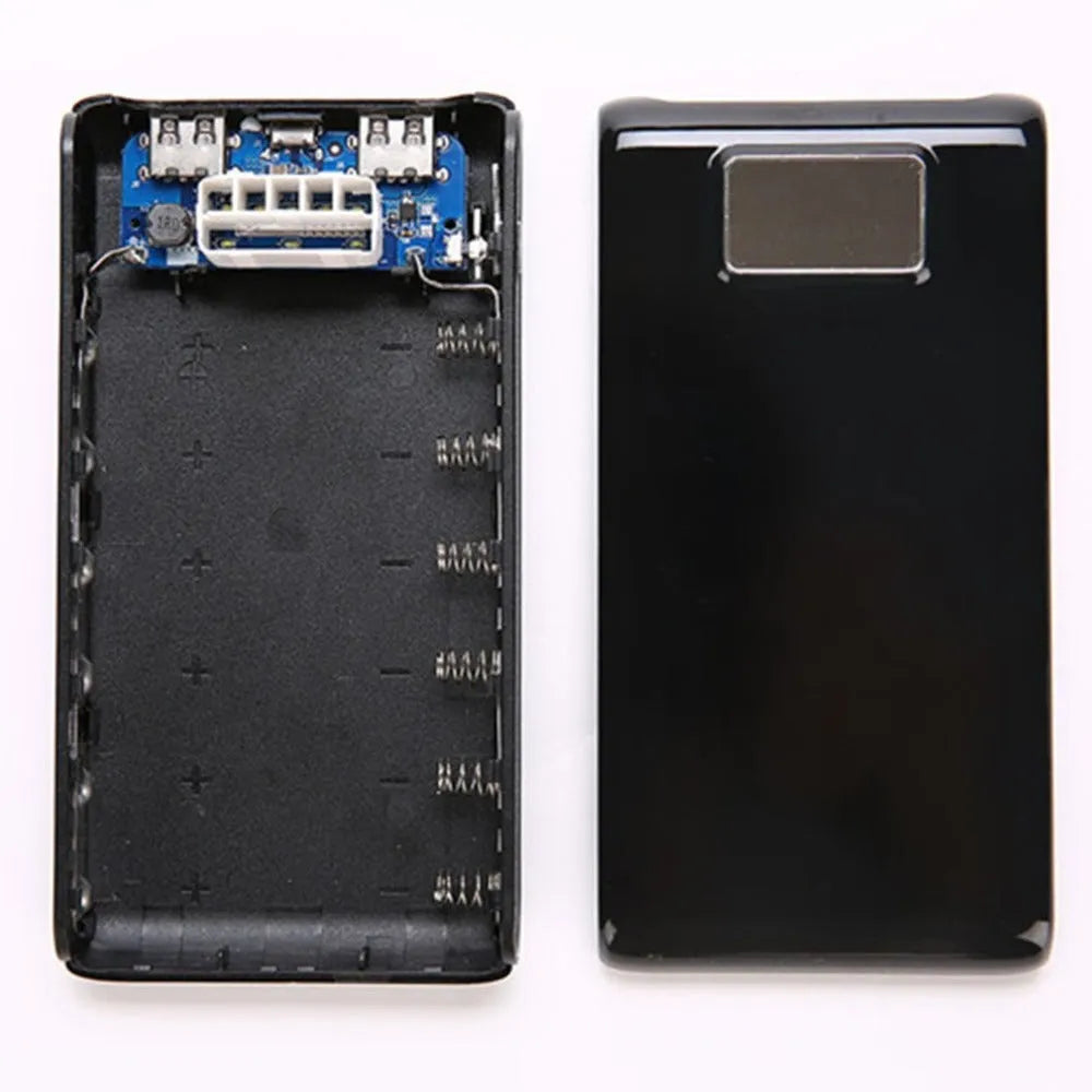C9 model 18650 DIY power bank case kit showing six battery slots and dual USB input ports