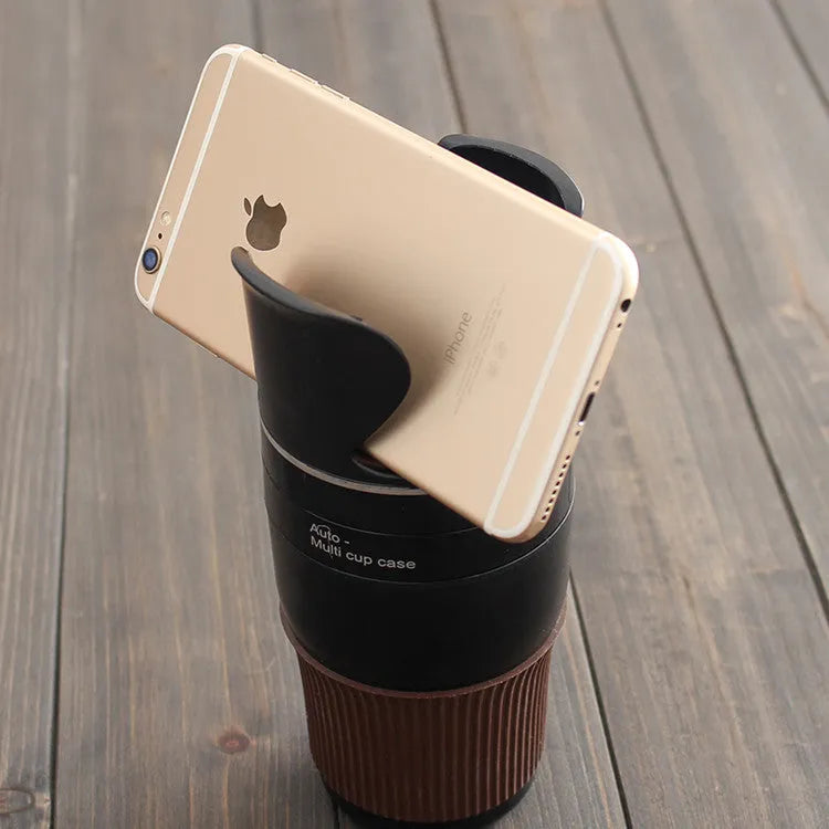 Car mounted multifunctional storage cup holder in black, coffee, pink, green, or blue colours