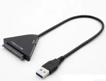 Black USB 3.0 to SATA 7+15 pin adapter cable for connecting hard drives to computers