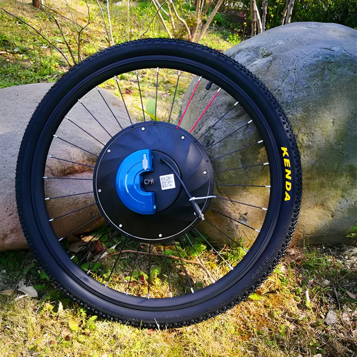 Yunzhilun electric bicycle conversion kit for 26-inch wheels showing hub motor, lithium battery, and charger.