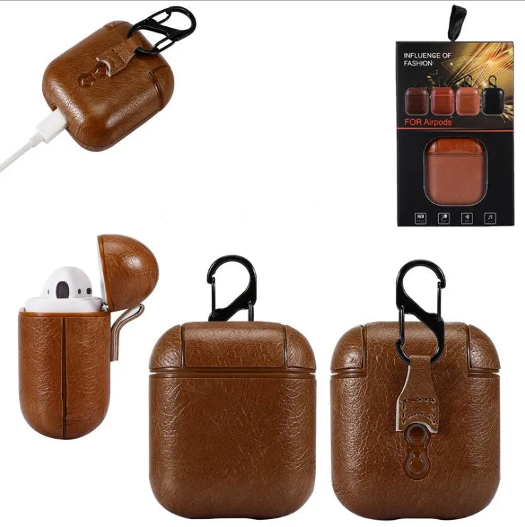 Silicone AirPods case in black, red, light brown, or dark brown, universal fit for one or two generation.